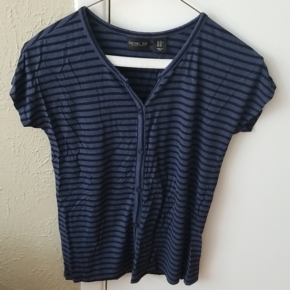 Rachel Zoe Blue & Black Striped shirt